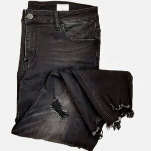 Bridge by GLY Structured Denim Jeans Women’s Black Skinny w/Distressed Hem